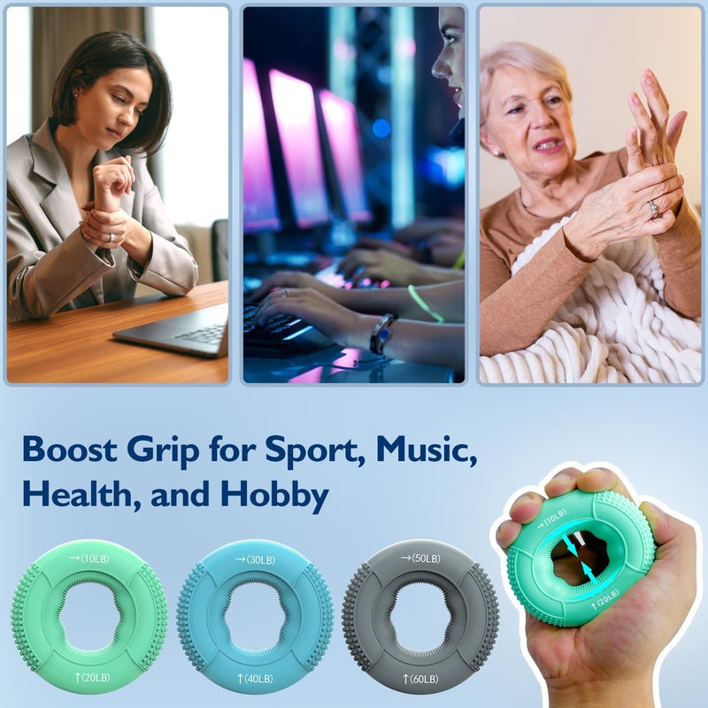 FitBeast Grip Strength Trainer  Finger Exerciser  Forearm Strengthener 9-Piece Kit  Hand Grip Strengthener Targeted Strength  Relief & Recovery (Green) - Image 5
